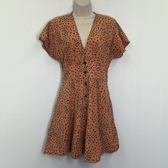 Marine Layer - Camila Abstract Cheetah Print Button Down Mini Dress Size Medium - Picture 3 of 13
